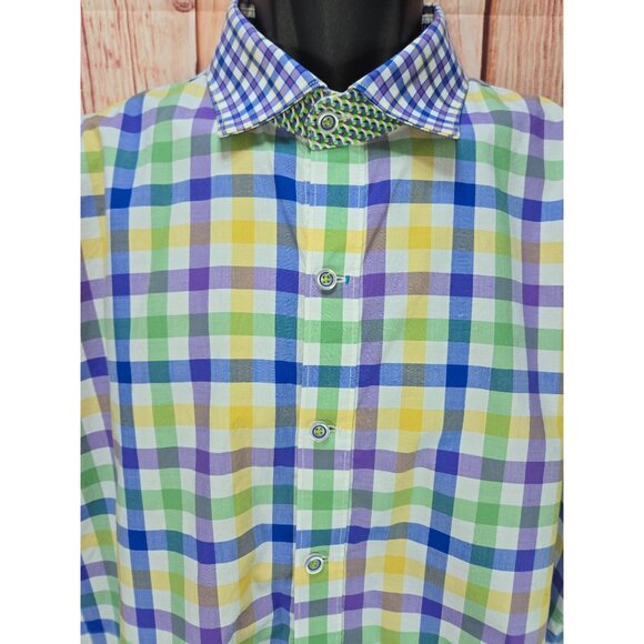 Robert Graham X Collection Mens Short Sleeve Shirt XL Multicolor Check - Picture 3 of 12